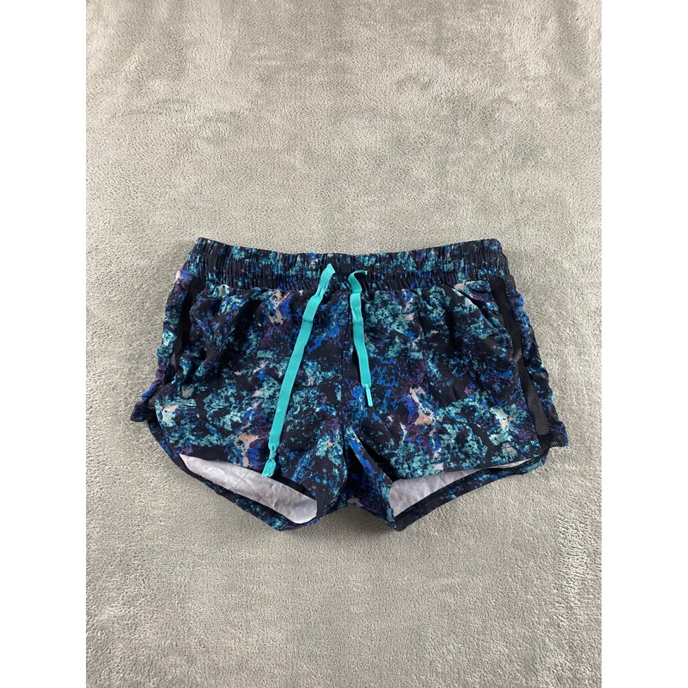 Fabletics Womens Blue Purple Abstract Print Mesh Panel Running Shorts Size M